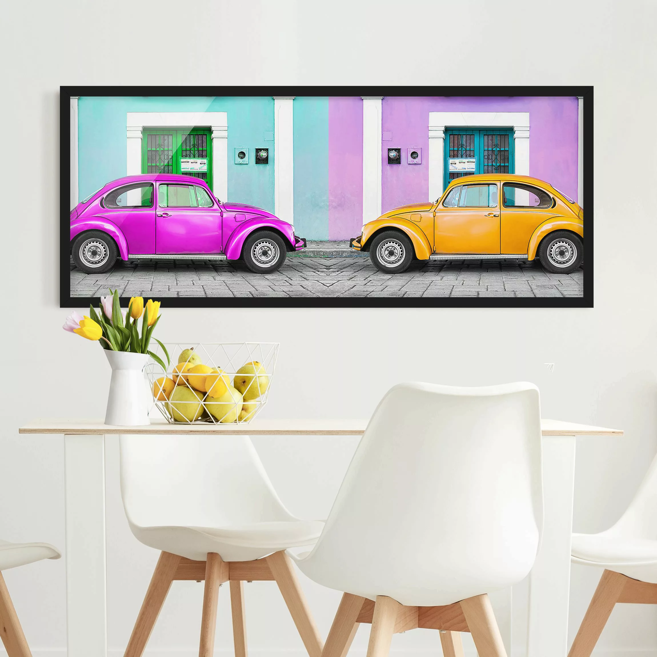 Bild mit Rahmen Architektur & Skyline - Panorama Kolorierte Beetles günstig online kaufen