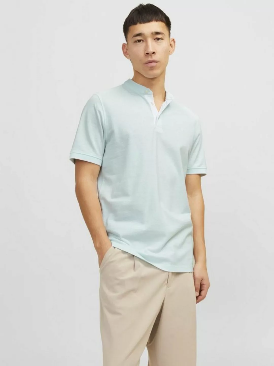 Jack & Jones Poloshirt JJEPAULOS MAO POLO mit Logo Stickerei günstig online kaufen