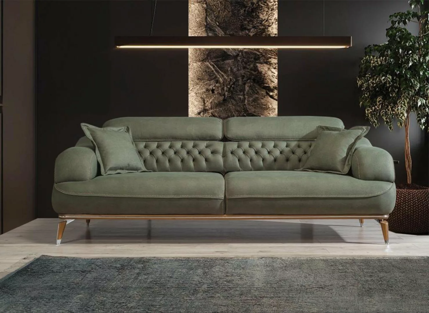 JVmoebel Sofa Sofa 3 Sitzer Grau Luxus Textil Wohnzimmer Design Italienisch günstig online kaufen
