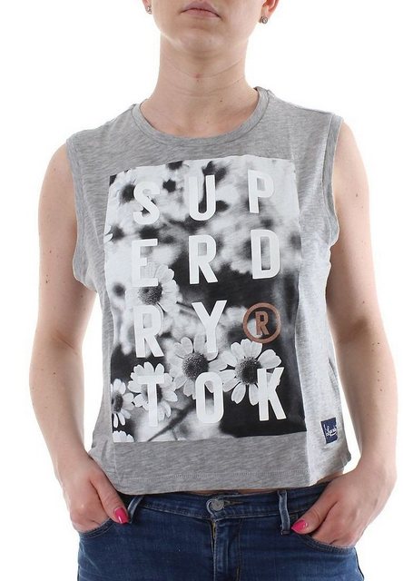 Superdry T-Shirt Superdry Tank Women PHOTOGRAPHIC DAISY VEST Grey Marl günstig online kaufen
