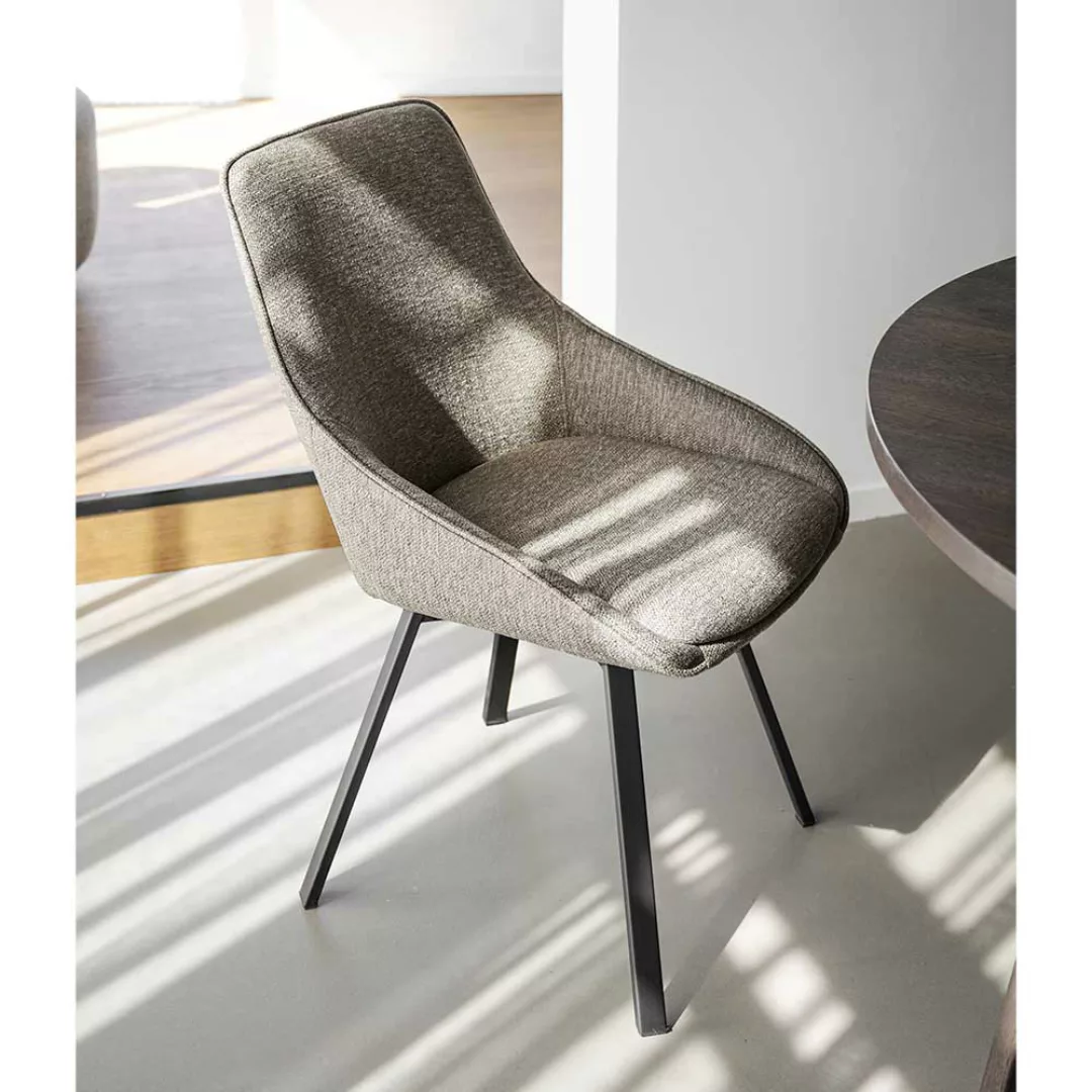 Moderne Esstisch Stühle in Cremeweiß und Schwarz drehbar (2er Set) günstig online kaufen