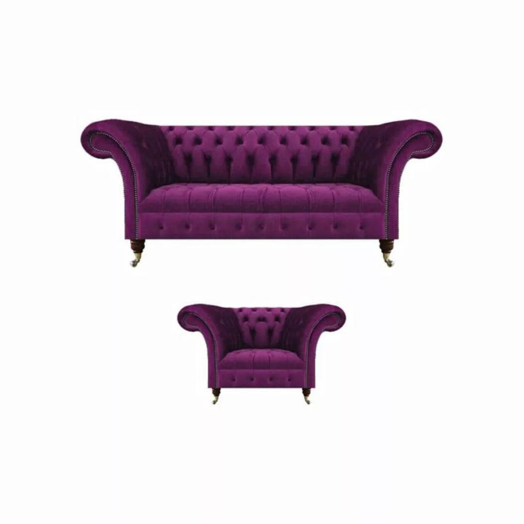 JVmoebel Chesterfield-Sofa Chesterfield Lila Sofa Couch Dreisitze Wohnzimme günstig online kaufen