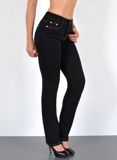 ESRA Straight-Jeans Damen Jeans Gerade hohe Leibhöhe Stretch-Jeans Damen Re günstig online kaufen