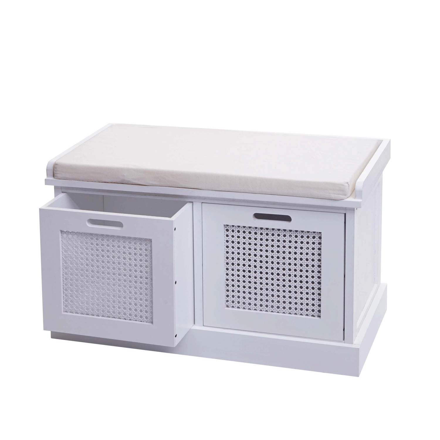 MCW Sitzbank J49 Aufbewahrungsboxen 47x75x40cm Weiß Polster Creme-Weiß günstig online kaufen