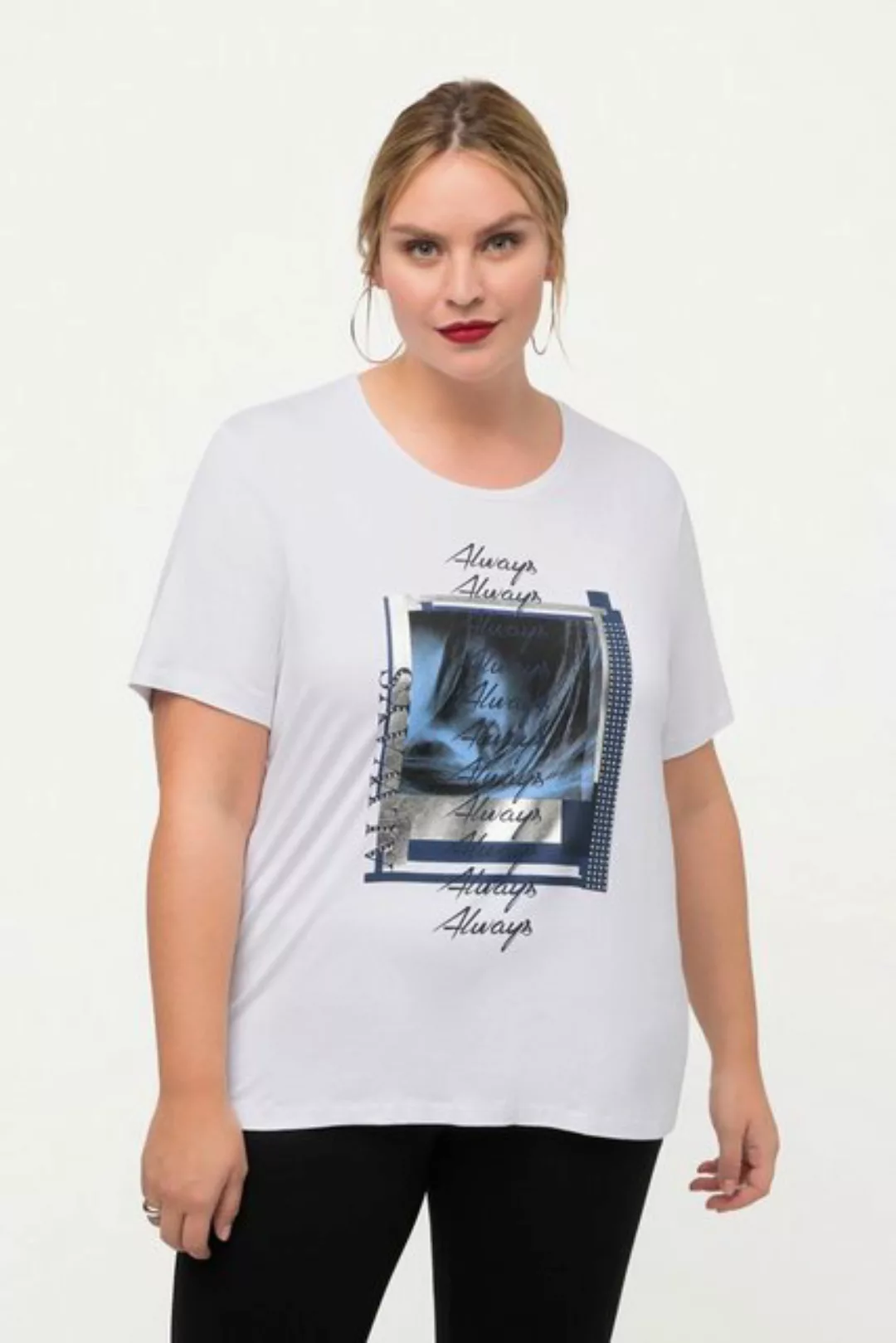 Ulla Popken Rundhalsshirt T-Shirt Fotomotiv Ziersteine Rundhals Halbarm günstig online kaufen