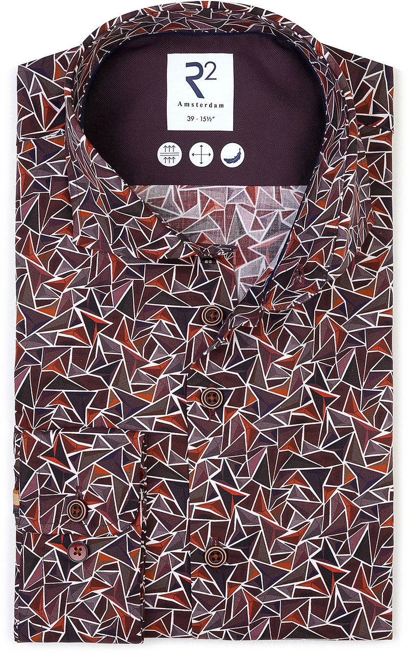 R2 Hemd Poplin Triangle Impression Bordeaux - Größe 43 günstig online kaufen