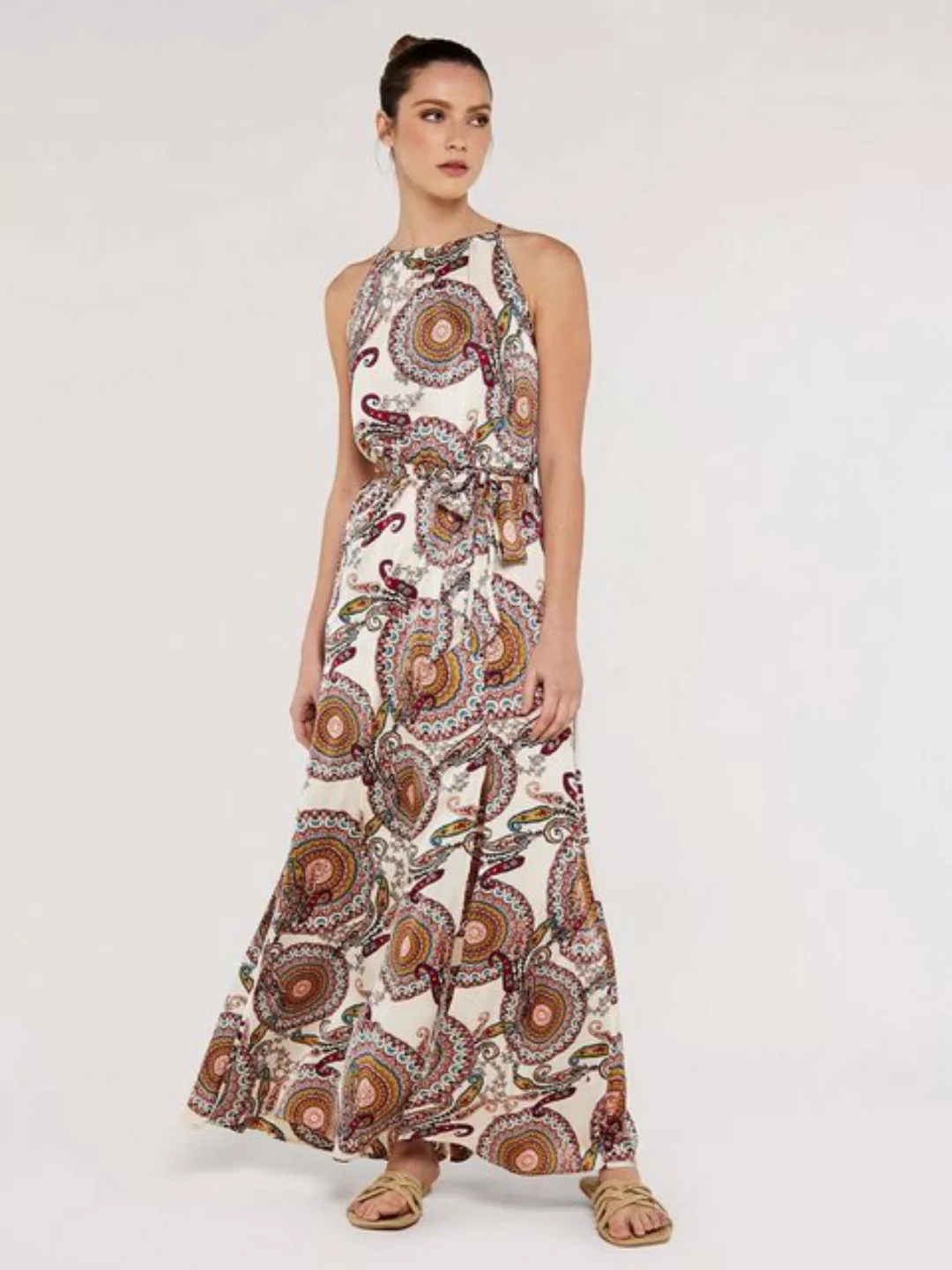 Apricot Sommerkleid mit Paisleymuster, in Neckholder-Design günstig online kaufen