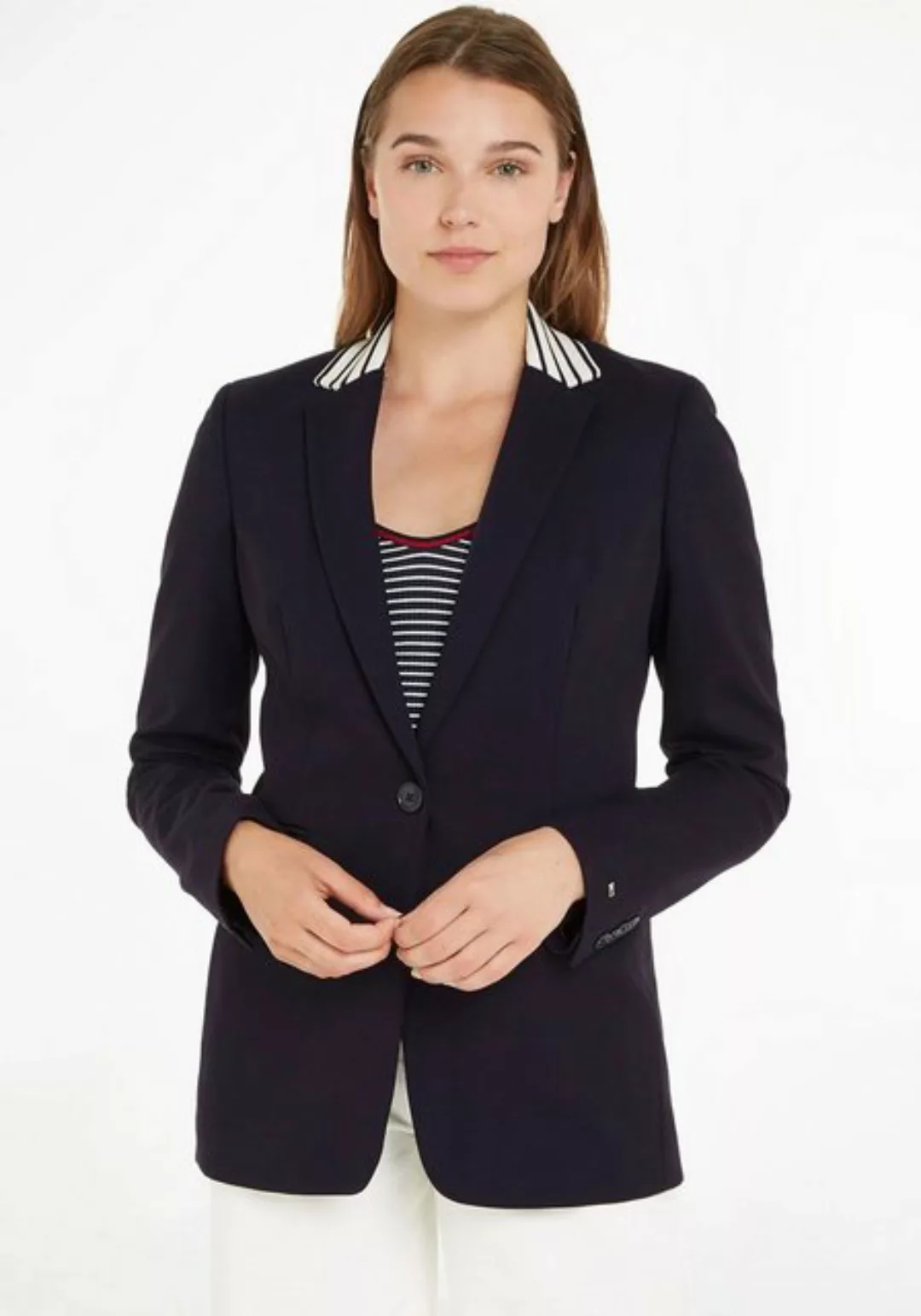 Tommy Hilfiger Longblazer SLIM PUNTO VIS SB BLAZER mit gestreiftem Reverskr günstig online kaufen