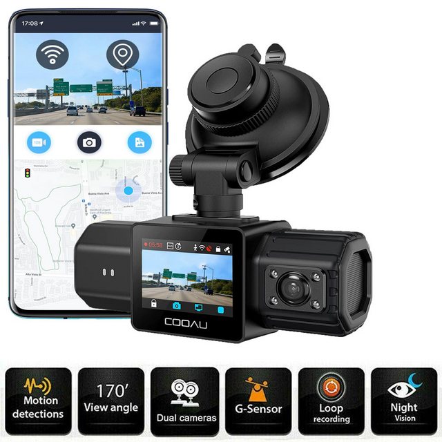 COOAU Dashcam HD 1080P Dual Lens Auto DVR G-Sensor Kamera Video Recorder Da günstig online kaufen