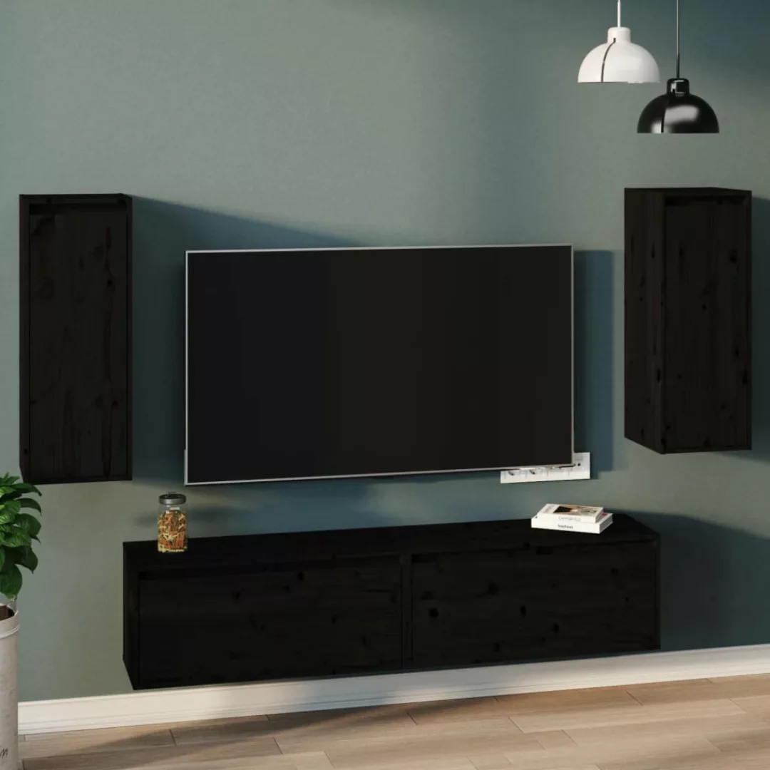 Vidaxl Wandschränke 2 Stk. Schwarz 30x30x80 Cm Massivholz Kiefer günstig online kaufen