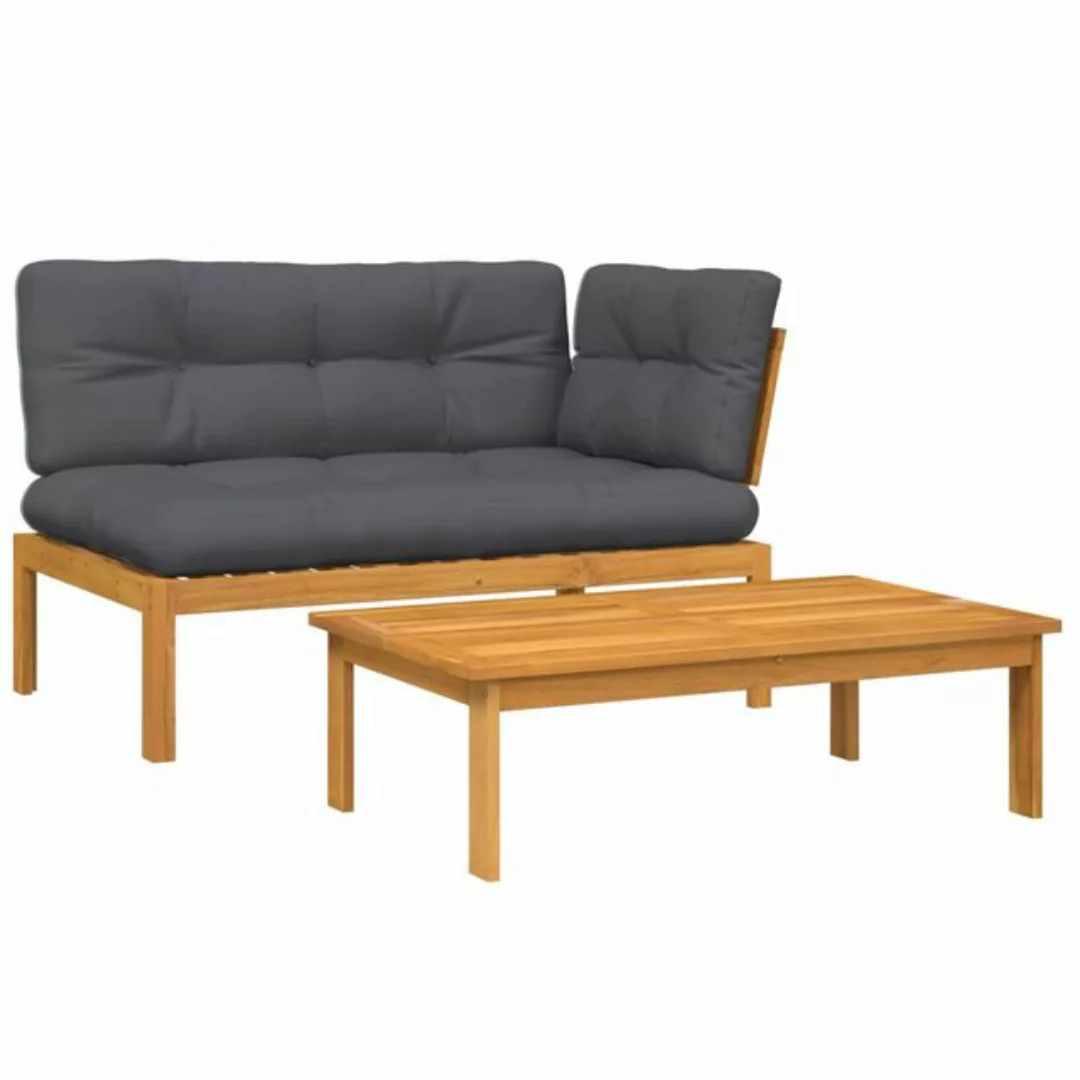 vidaXL Loungesofa 2-tlg. Garten-Sofagarnitur aus Paletten mit Kissen Akazie günstig online kaufen