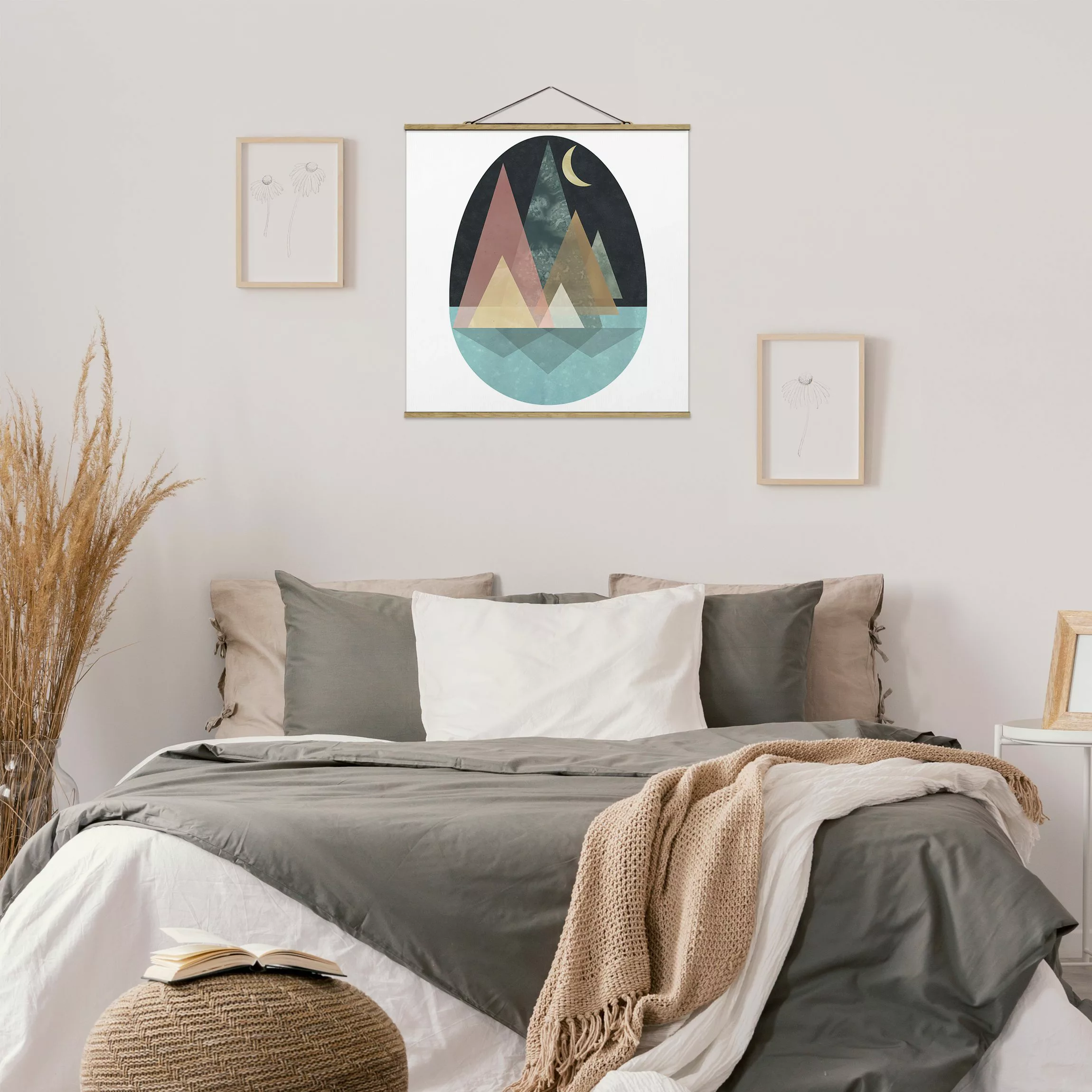 Stoffbild Abstrakt mit Posterleisten - Quadrat Utopische Landschaft - Mond günstig online kaufen
