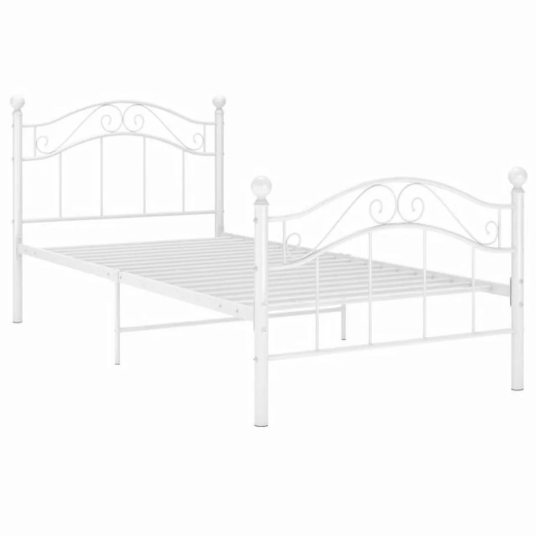 furnicato Bettgestell Bett Weiß Metall 100x200 cm (1-tlg) günstig online kaufen