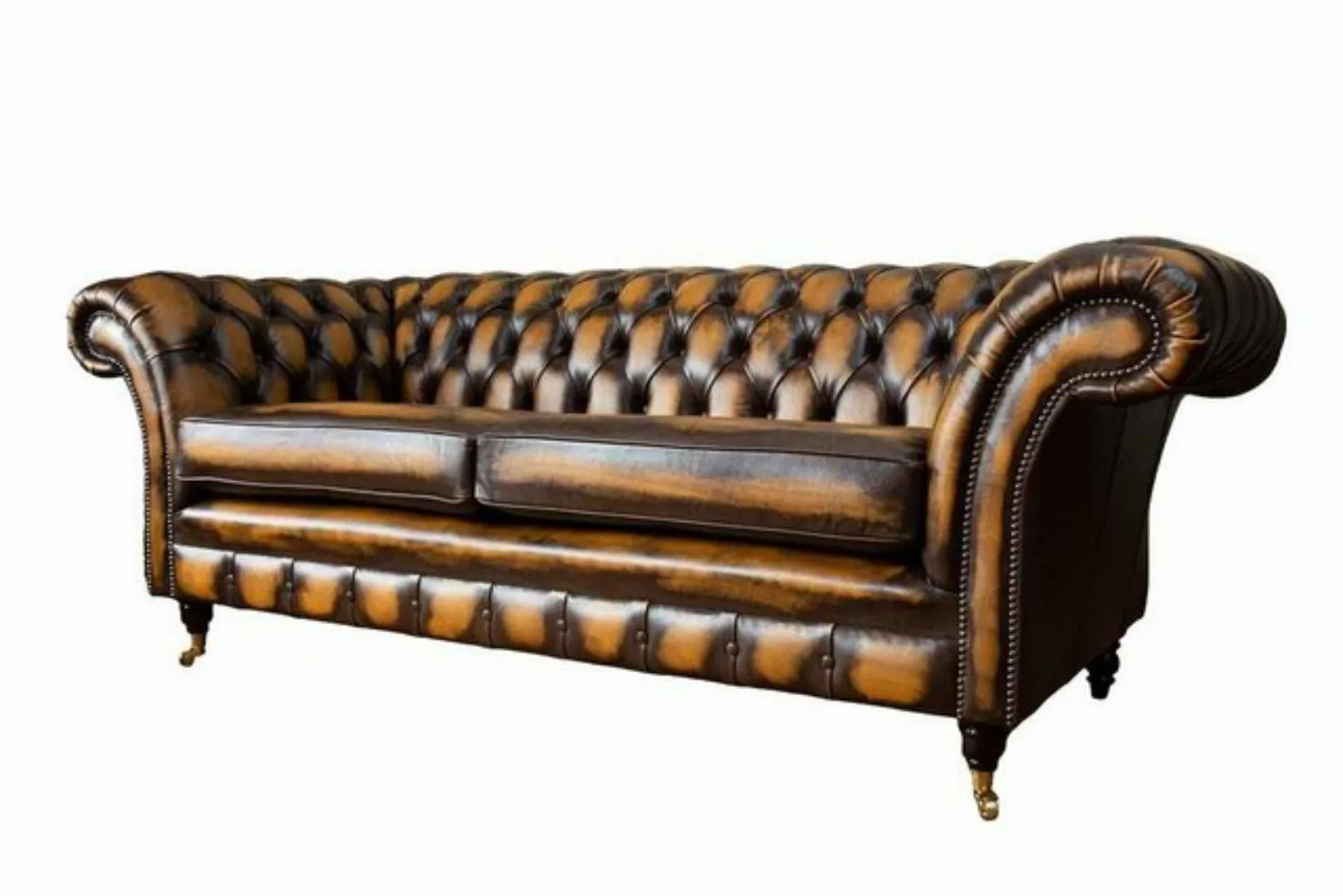 JVmoebel Sofa Braunes Sofa 3 Sitzer Couch design Chesterfield Polster Sitz günstig online kaufen