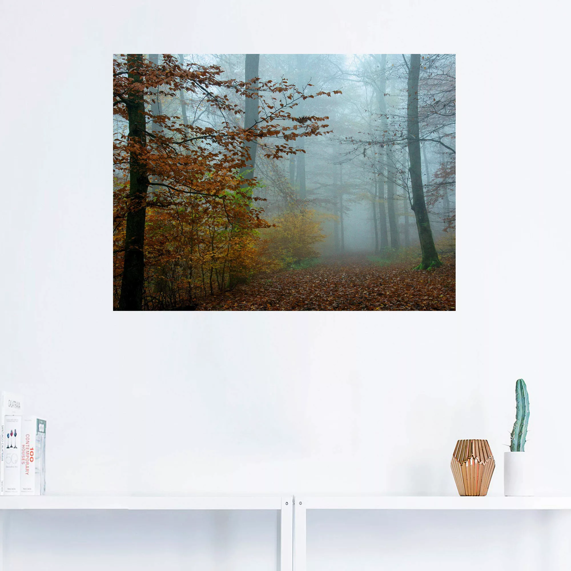 Artland Wandbild "Nebel im Herbstwald", Wald, (1 St.), als Leinwandbild, Po günstig online kaufen