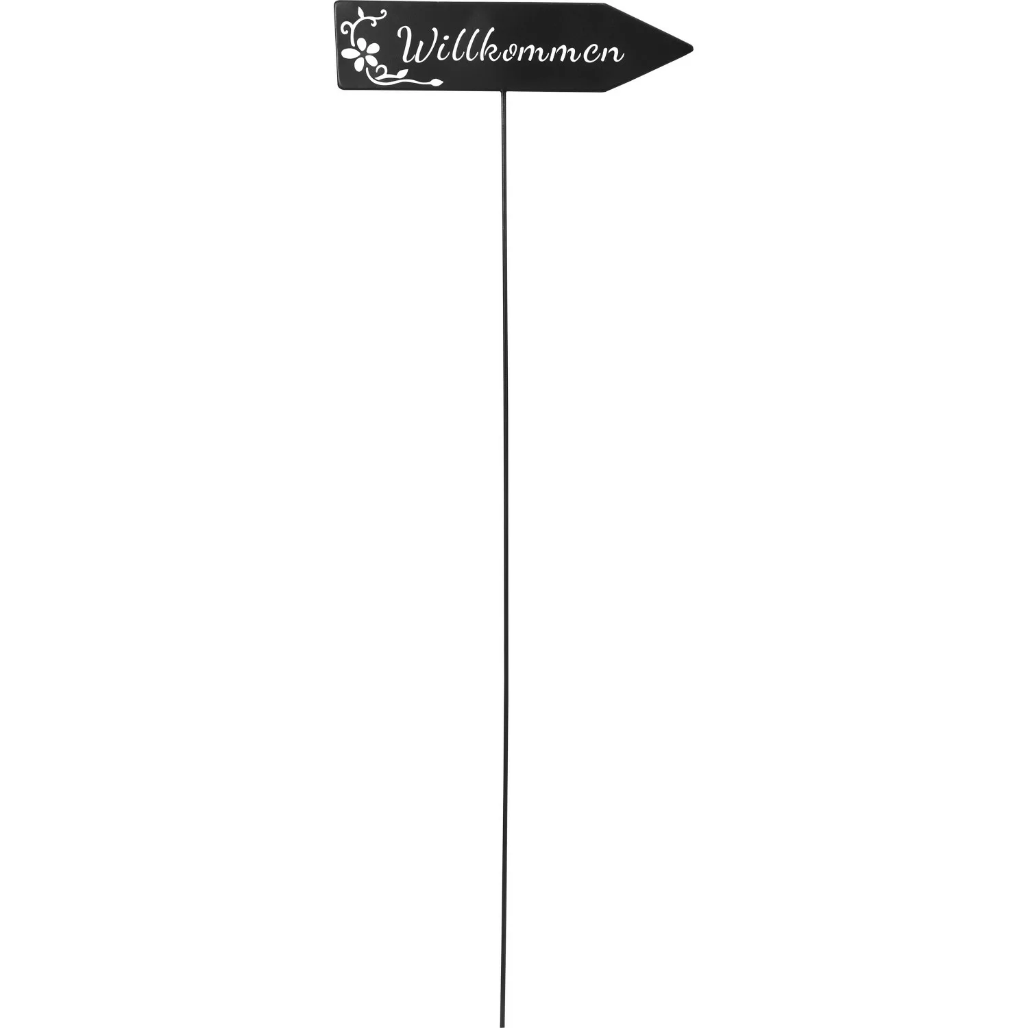 Gartenstecker Wegweiser Willkommen 115 cm Schwarz günstig online kaufen