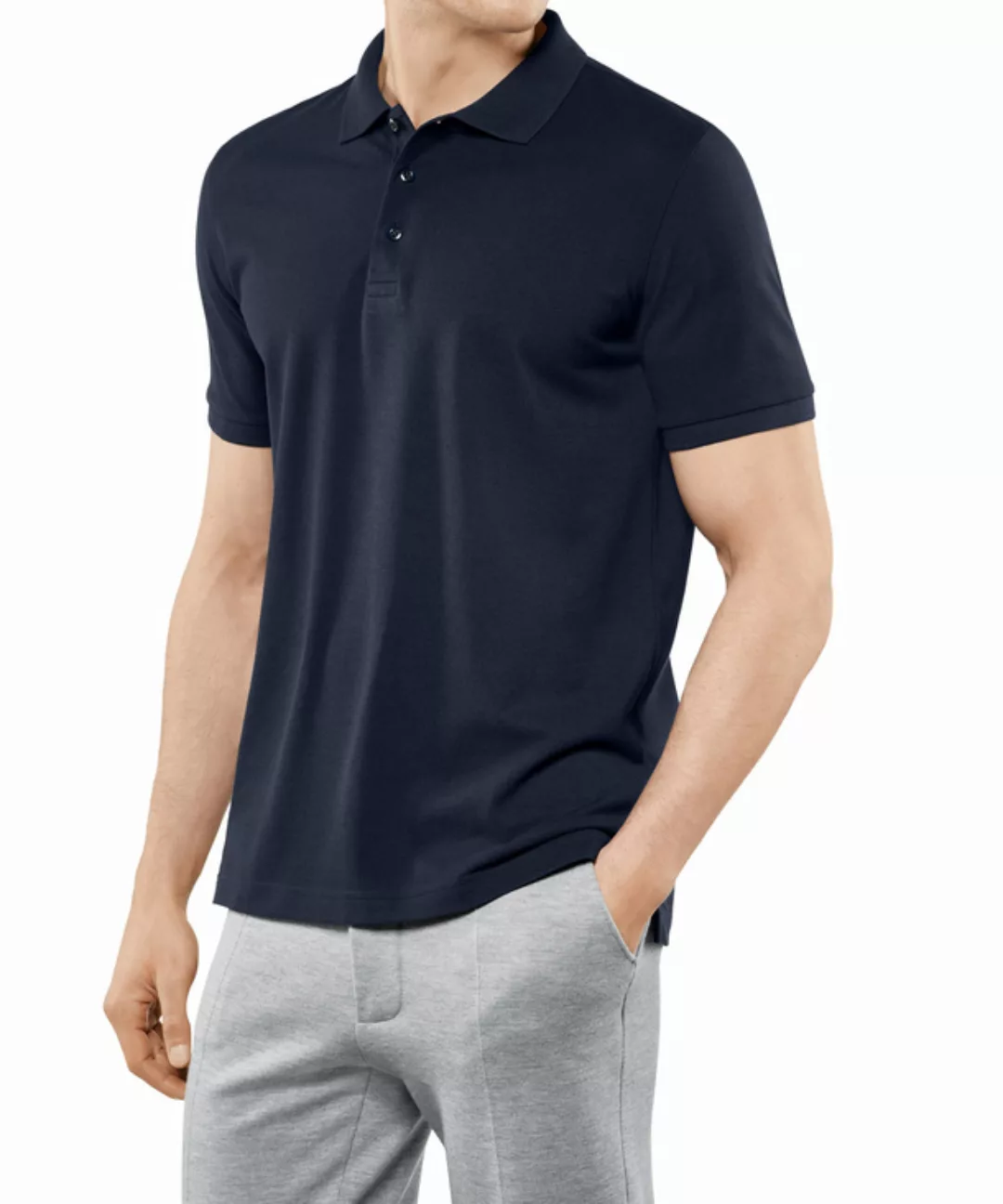 FALKE Polo Shirt Polo, Herren, L, Blau, Struktur, Baumwolle, 62101-611604 günstig online kaufen