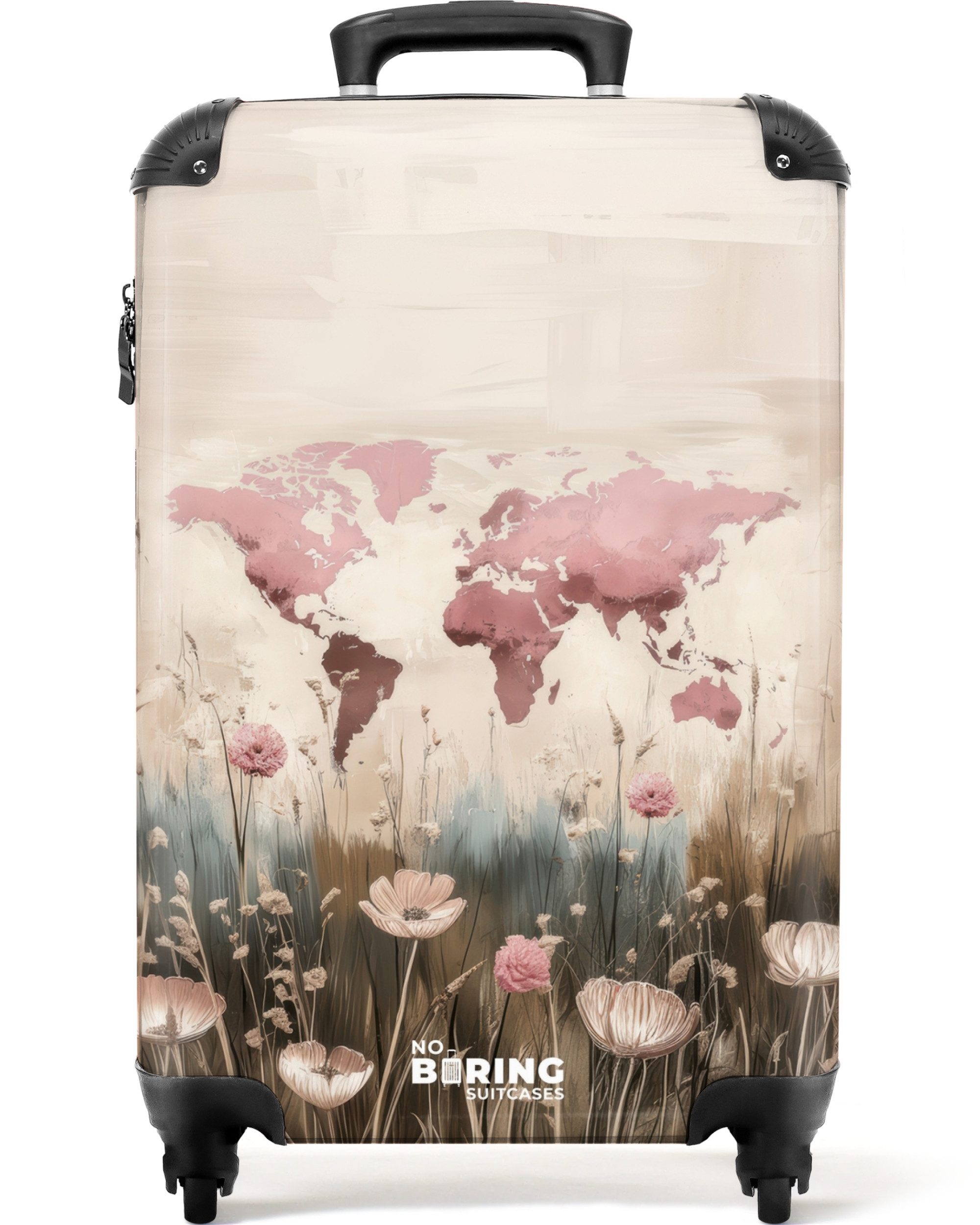 NoBoringSuitcases.com© Hartschalen-Trolley Weltkarte - Rosa - günstig online kaufen