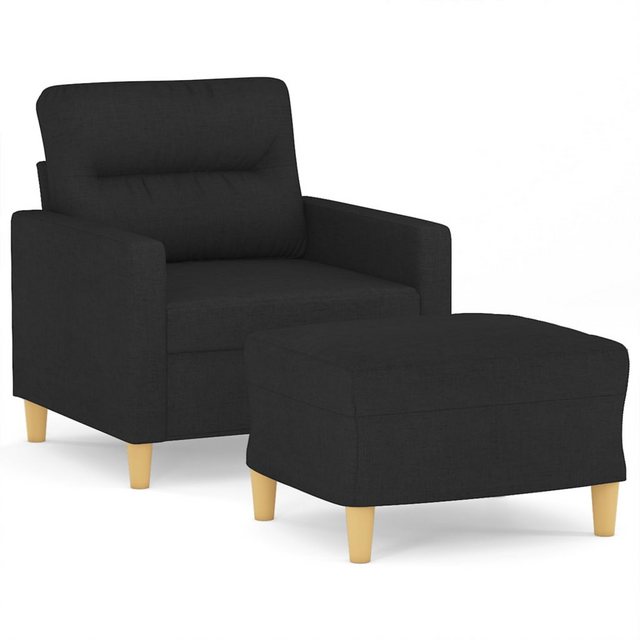 vidaXL Sofa Sessel mit Hocker 60 cm Stoff, Schwarz günstig online kaufen