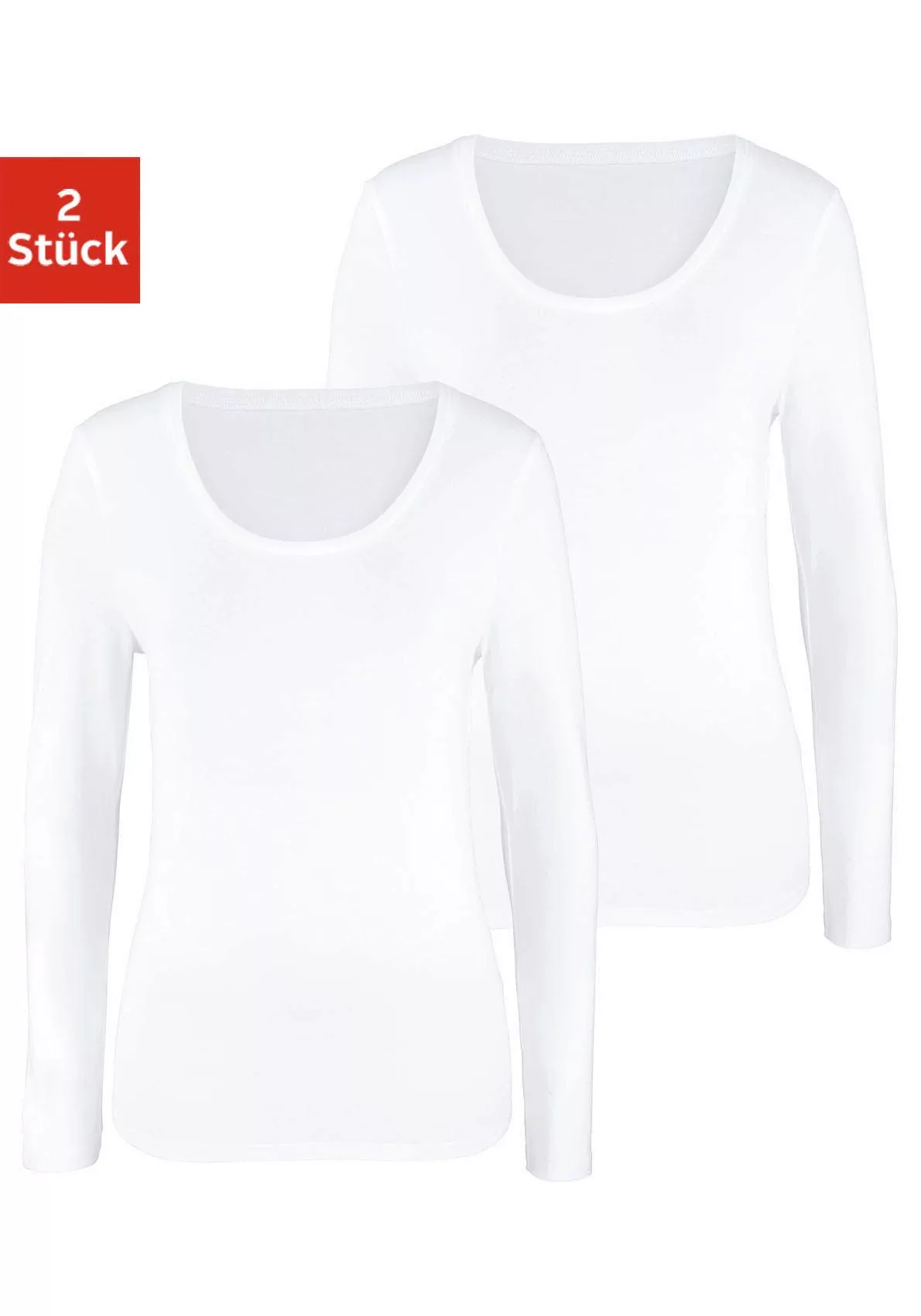 Vivance Langarmshirt "aus elastischer Baumwoll-Qualität", (2er-Pack) günstig online kaufen