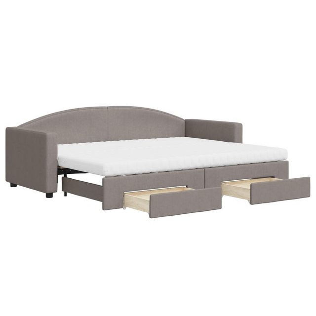 vidaXL Bett Tagesbett Ausziehbar mit Schubladen Taupe 80x200 cm Stoff günstig online kaufen