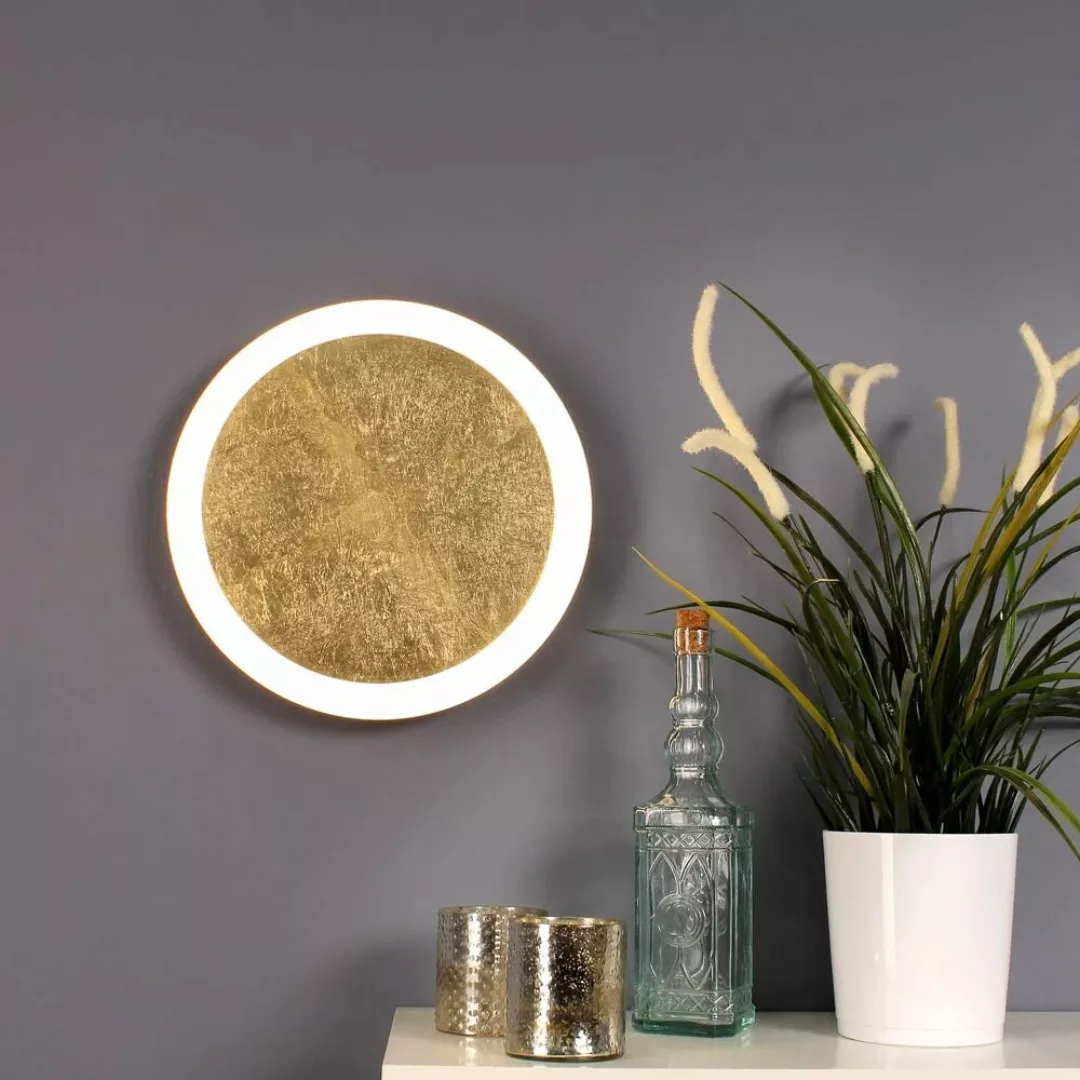 LED Wand- und Deckenleuchte Moon in Blattgold und Weiß-satiniert 300mm günstig online kaufen