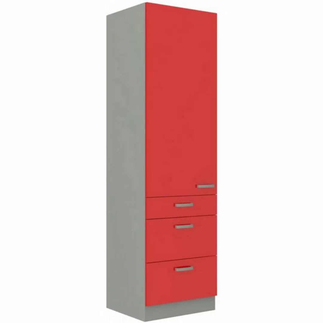 Küchen-Preisbombe Hochschrank 60 cm Küche Rose Rot Hochglanz + Grau Küchenz günstig online kaufen