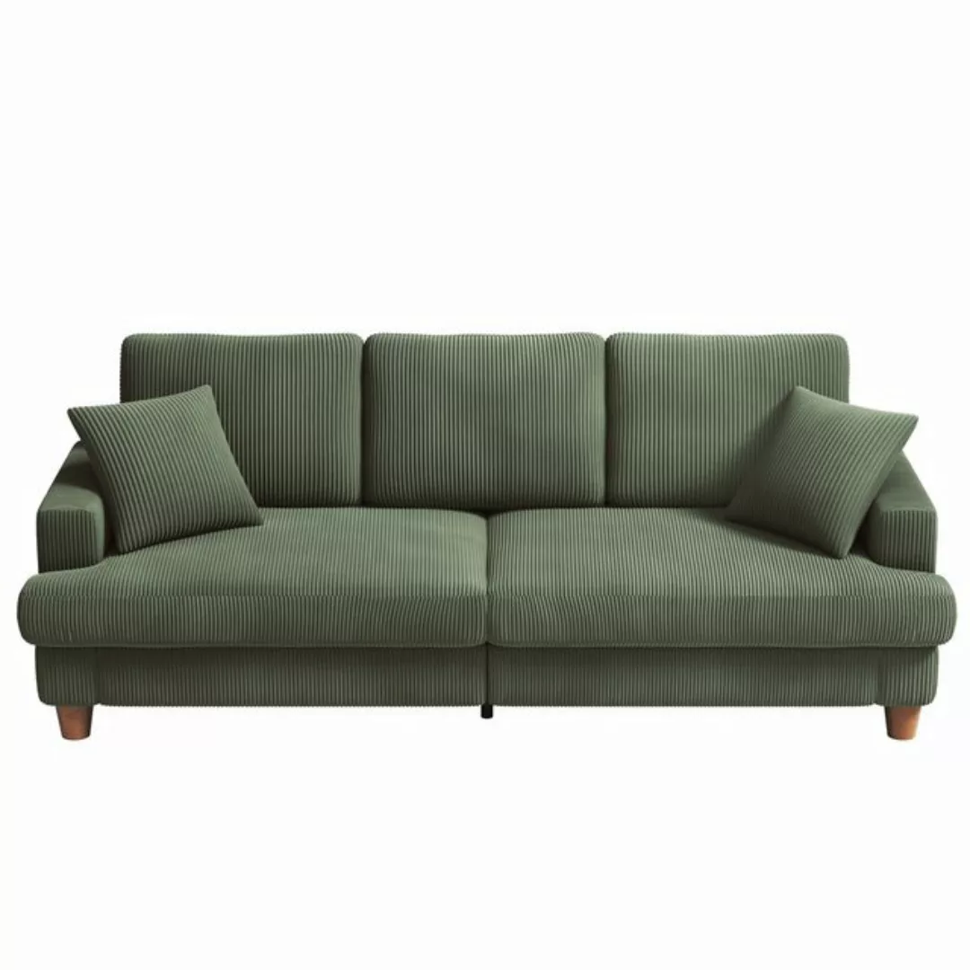 NAIMP 3-Sitzer Bequeme Cord Loveseat Sofa mit Federkissen für Wohnzimmer, B günstig online kaufen