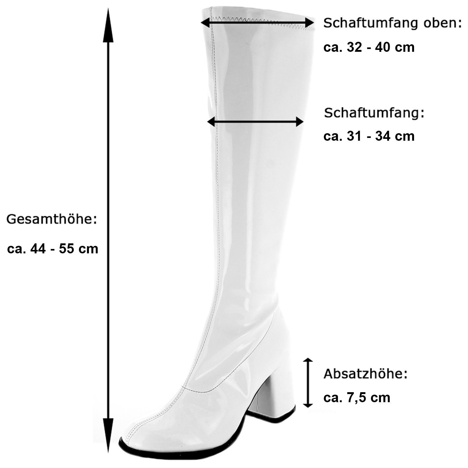 Das Kostümland Gogo Damen Retro Lackstiefel, günstig online kaufen