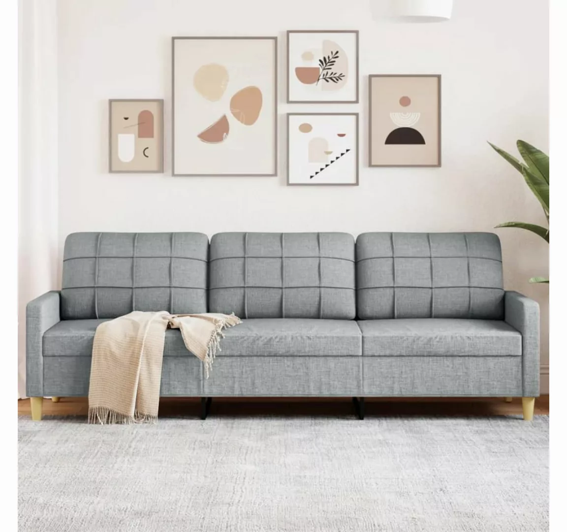 vidaXL Sofa, 3-Sitzer-Sofa Hellgrau 210 cm Stoff günstig online kaufen