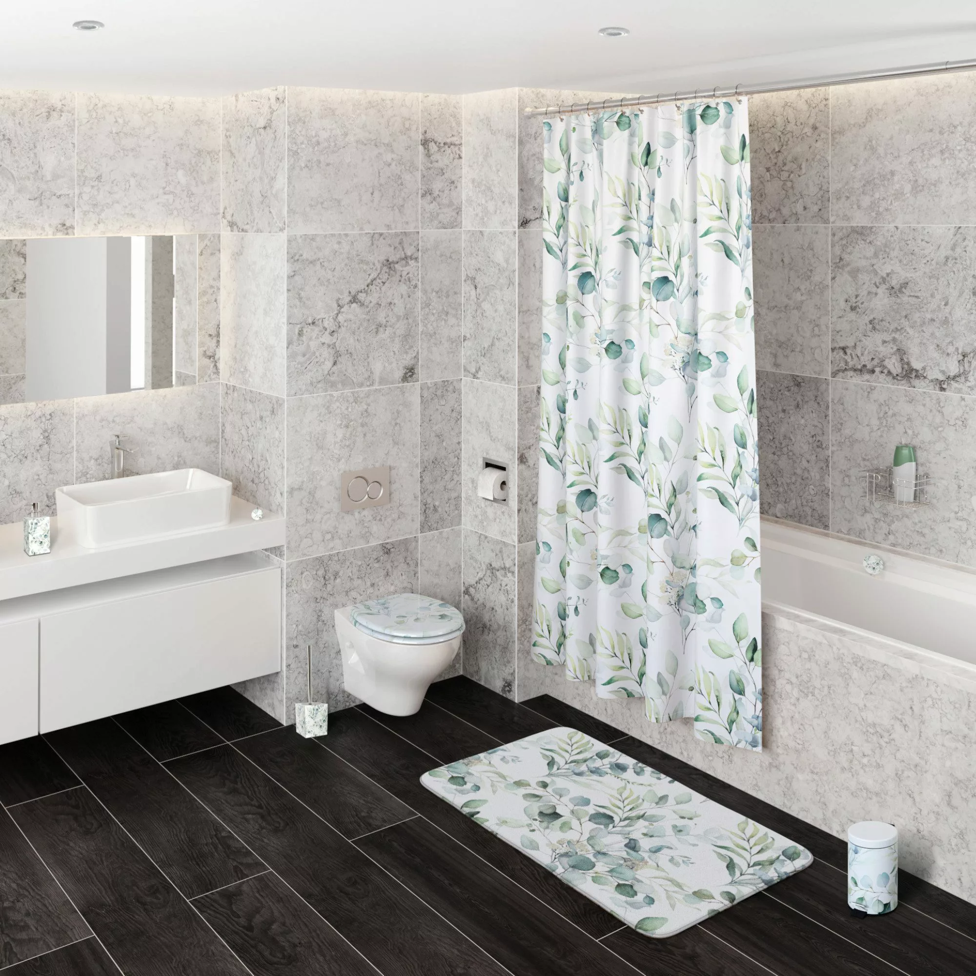 SANILO Badezimmer Set Seifenspender und WC Bürste Eukalyptus günstig online kaufen