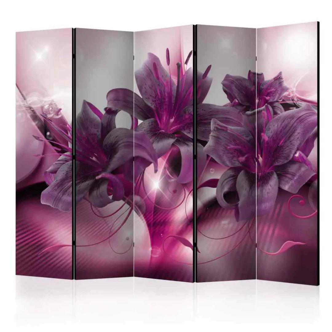 Raumteiler Paravent mit violetten Lilien 5 Elementen günstig online kaufen