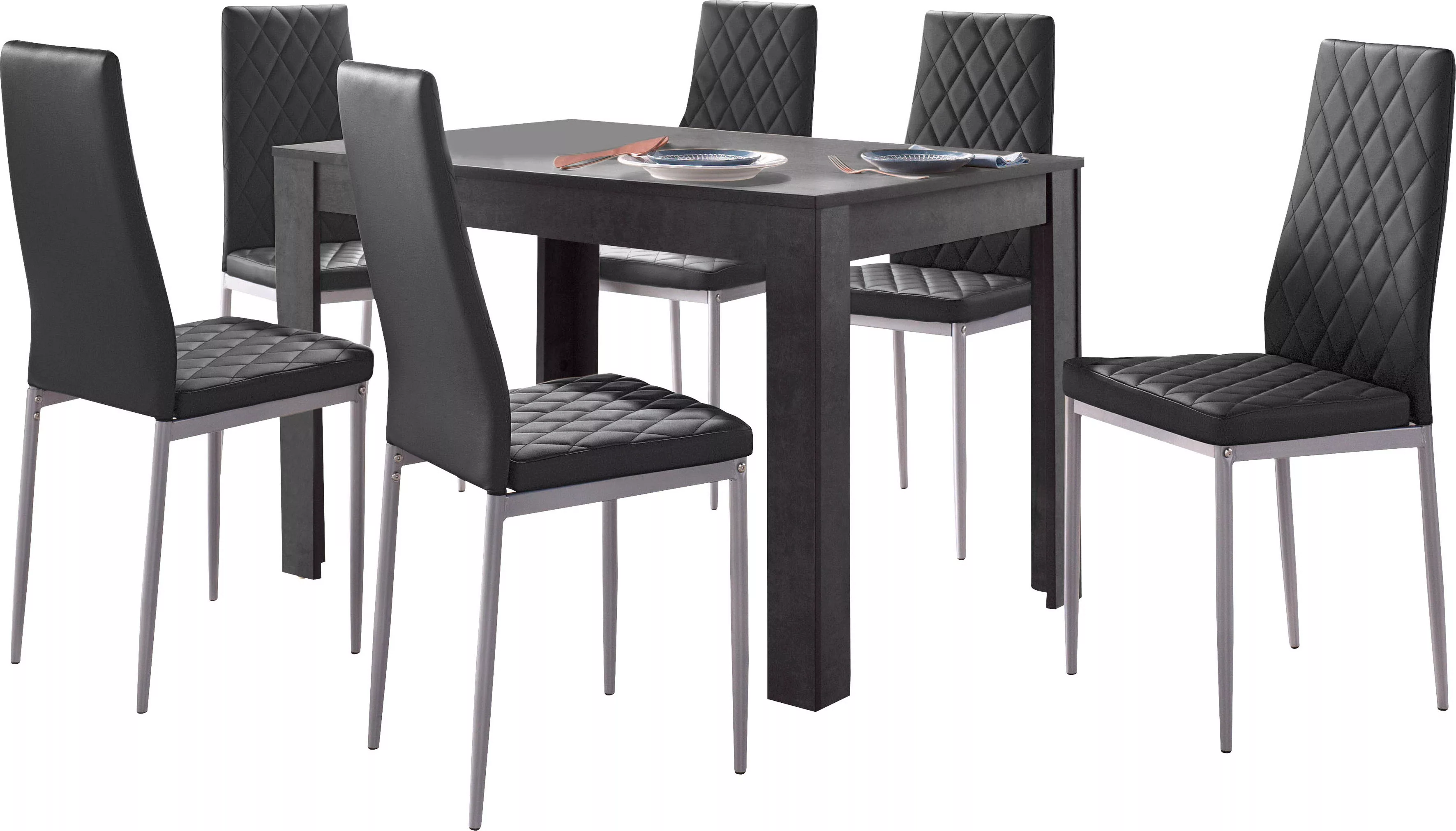 INOSIGN Essgruppe, (Set, 5 tlg.), 4 Stühle mit Tisch in schieferfarben, Bre günstig online kaufen