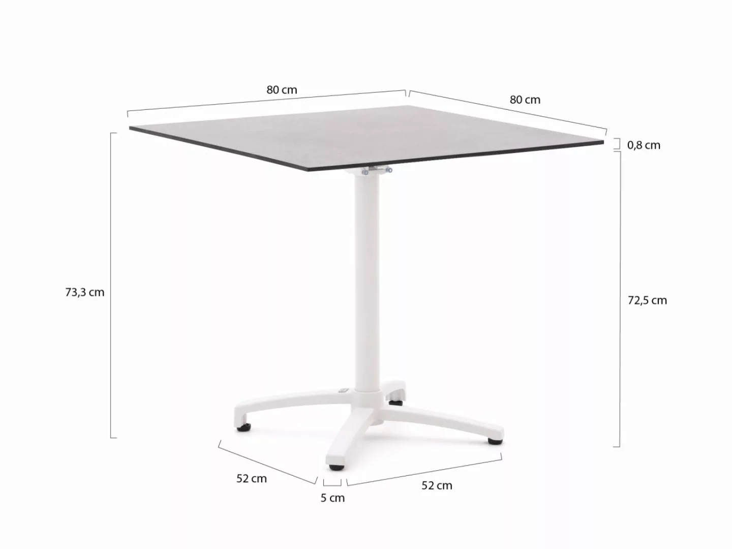 Bellagio Canzo Gartentisch klappbar 80x80x73 cm günstig online kaufen