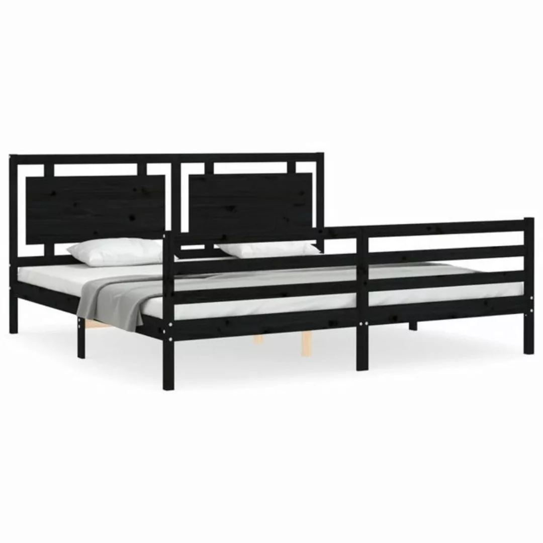 vidaXL Bett Massivholzbett mit Kopfteil Schwarz 200x200 cm günstig online kaufen