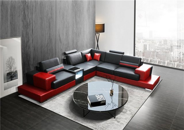 JVmoebel Ecksofa, Couch Ecksofa Leder Wohnlandschaft Garnitur Design Modern günstig online kaufen