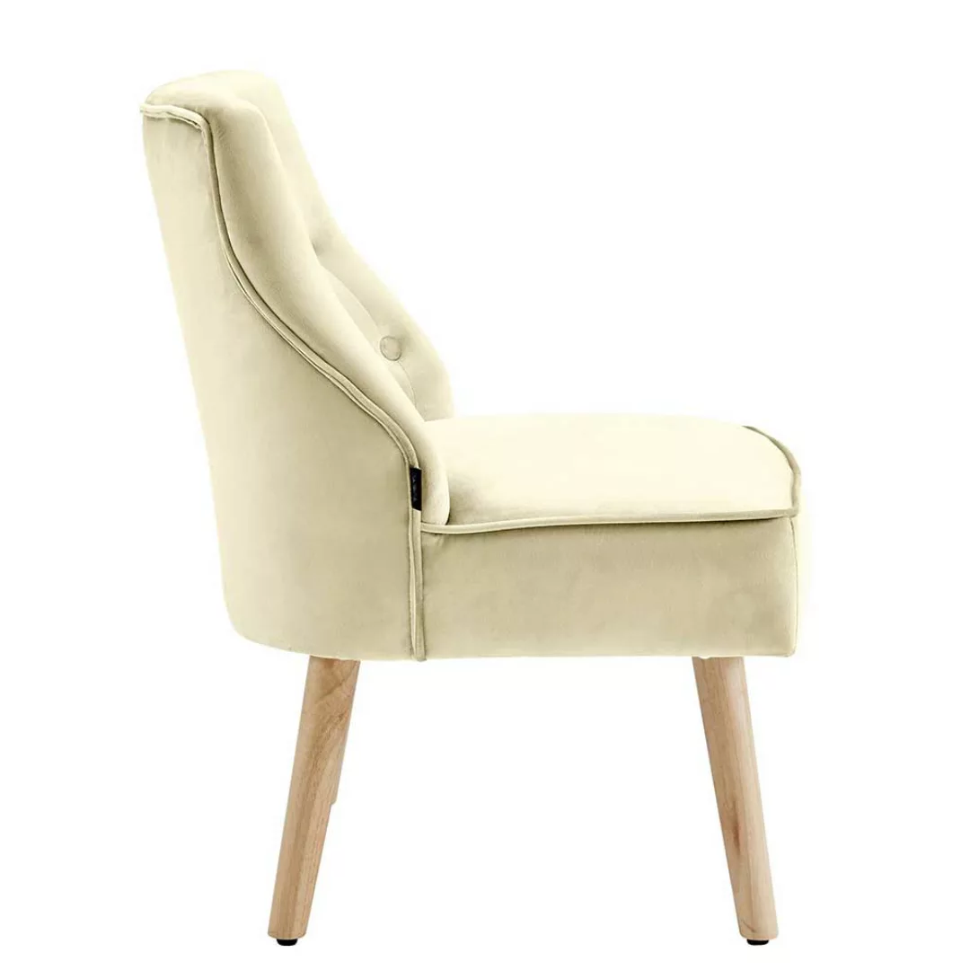 Lounge Sessel in Cremefarben Samt Knopfsteppungen (2er Set) günstig online kaufen