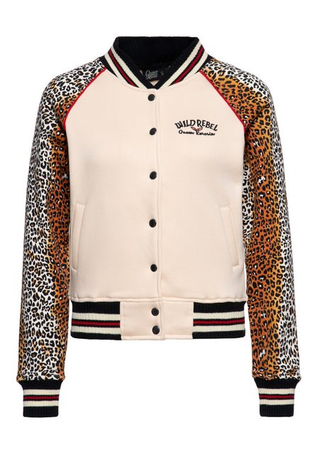 QueenKerosin Collegejacke Wild Rebel (1-St) mit Leopardenärmel günstig online kaufen