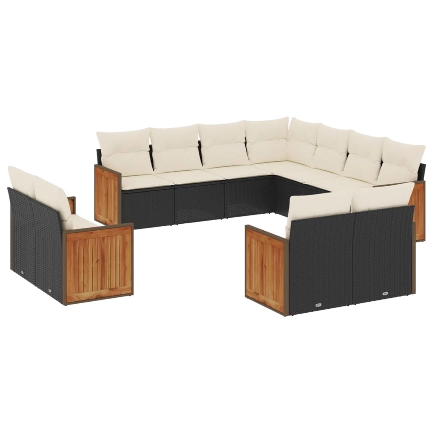 vidaXL 11-Tlg Garten-Sofagarnitur mit Kissen Schwarz Poly Rattan 3260579 günstig online kaufen
