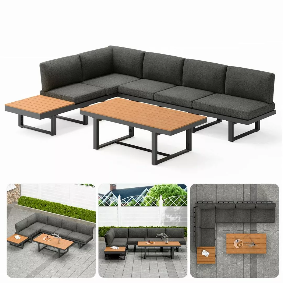 Mucola Gartenlounge-Set Ecklounge mit Liegefunktion Aluminium günstig online kaufen
