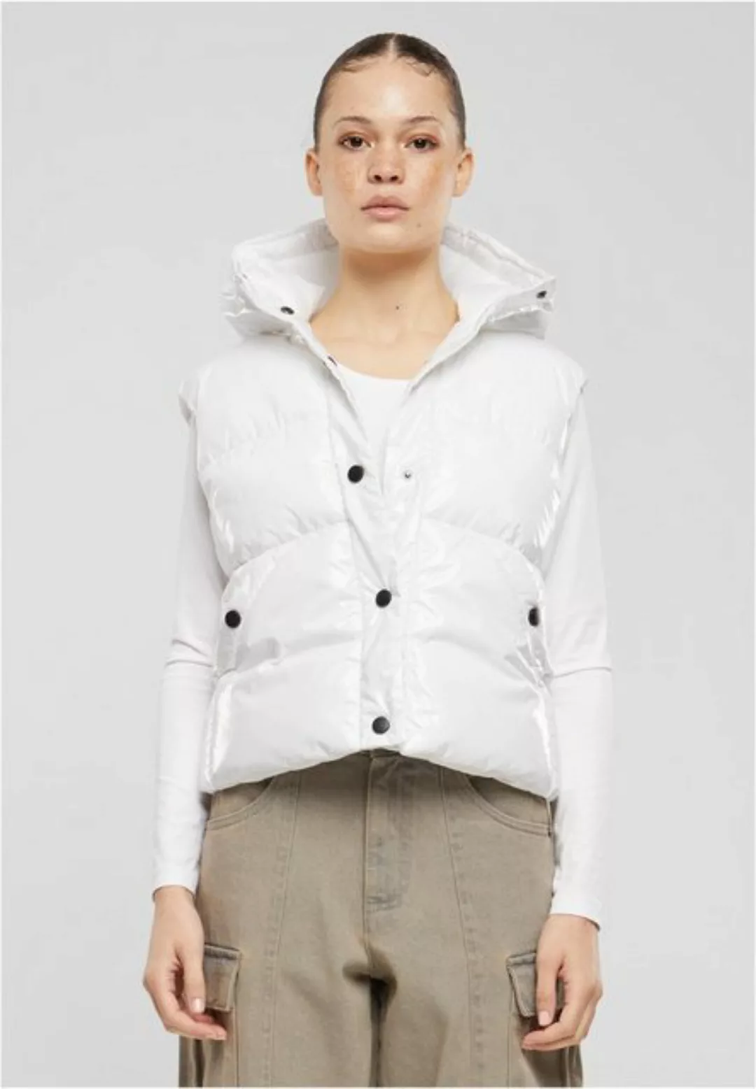 URBAN CLASSICS Sweatweste Ladies Recycled Shiny Puffer Vest With Hood günstig online kaufen