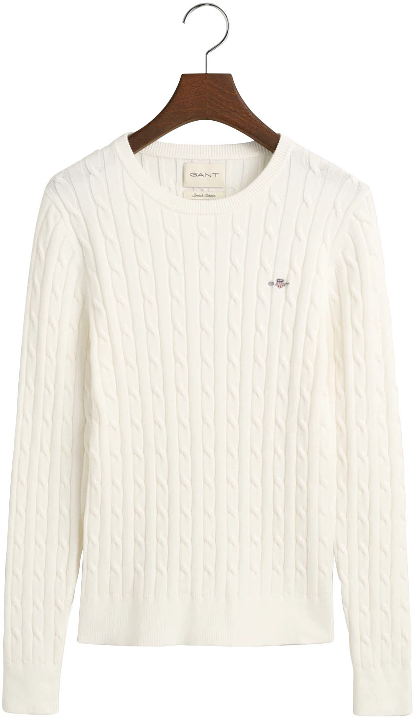 Gant Strickpullover "STRETCH COTTON CABLE C-NECK", mit Logostickerei auf de günstig online kaufen
