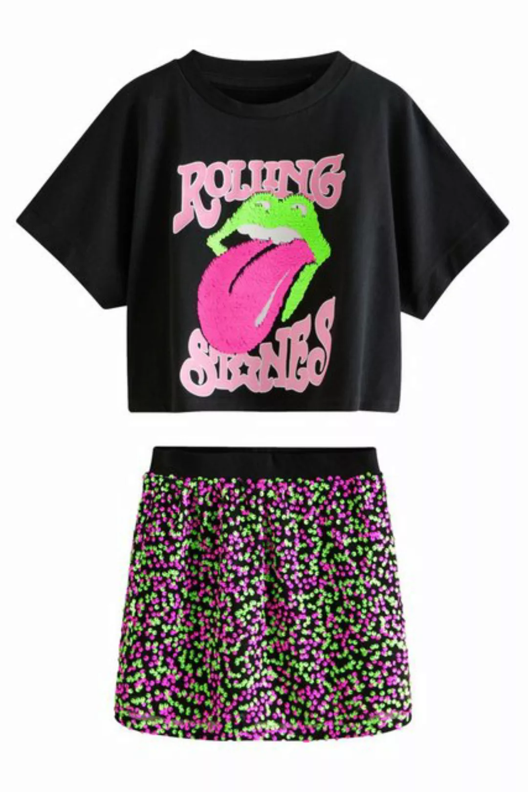 Next Shirt & Rock Rock-Set mit Pailletten, Rolling Stones (2-tlg) günstig online kaufen