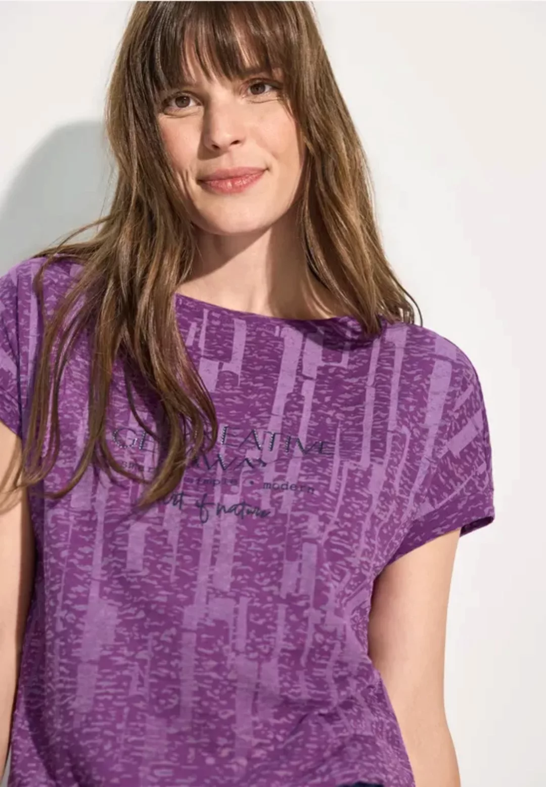 Cecil Kurzarmshirt Damen T-Shirt mit Burnout - T-Shirt mit Verlauf-Print - günstig online kaufen
