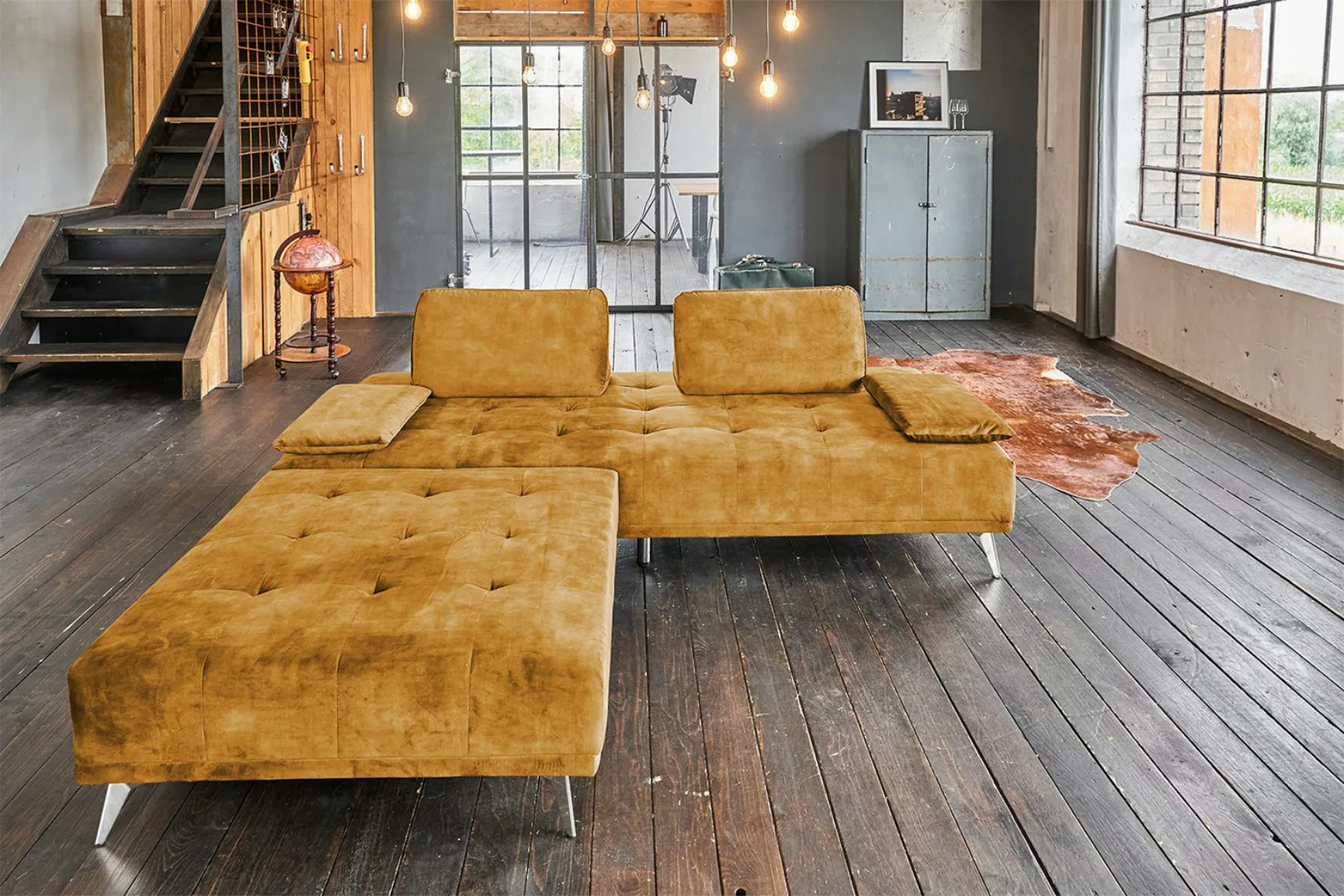 KAWOLA Schlafsofa WIOLO, Sofa Daybed Stoff mit o. ohne Hocker versch. Farbe günstig online kaufen