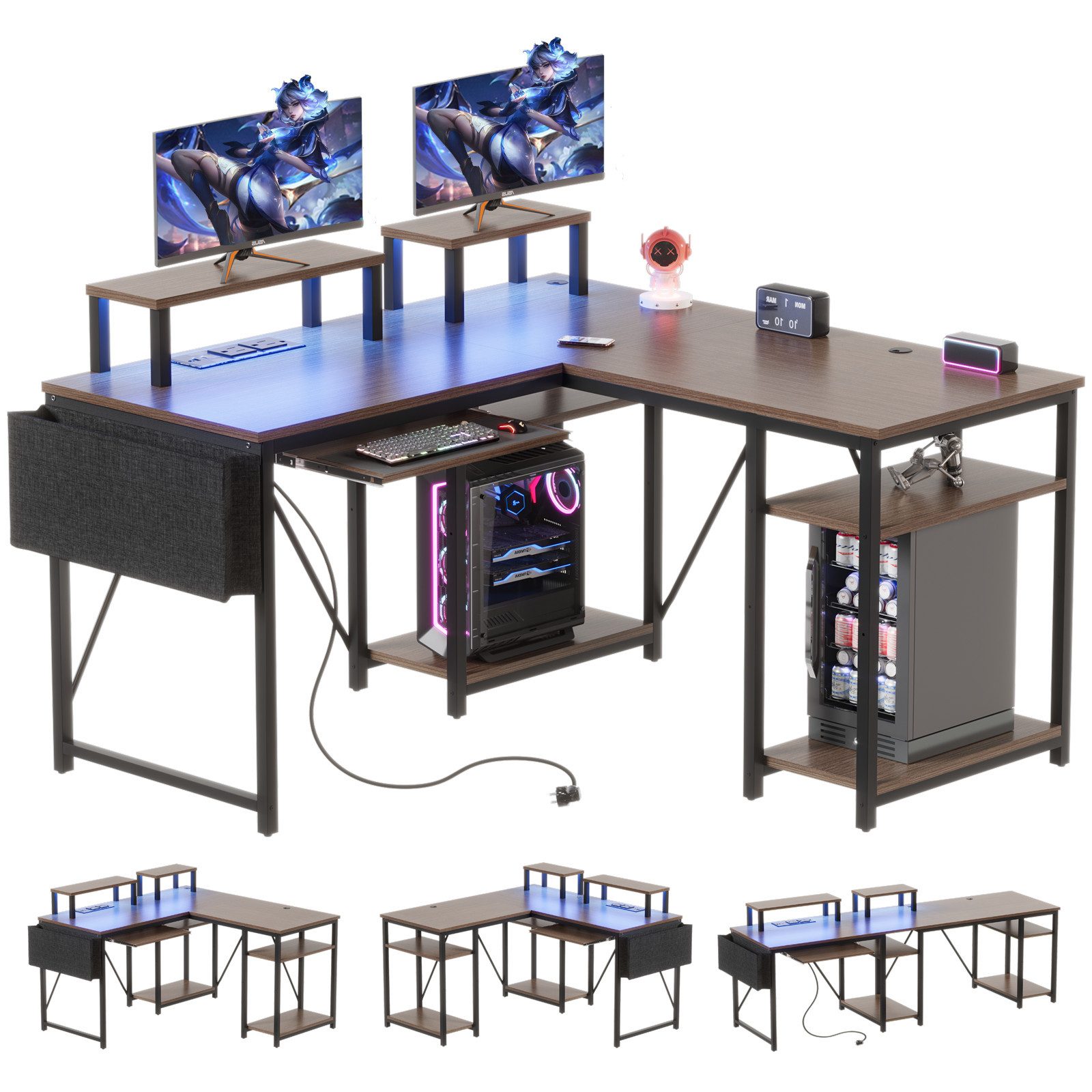 HOMALL Eckschreibtisch Eckschreibtisch Computertisch mit Monitorständer günstig online kaufen