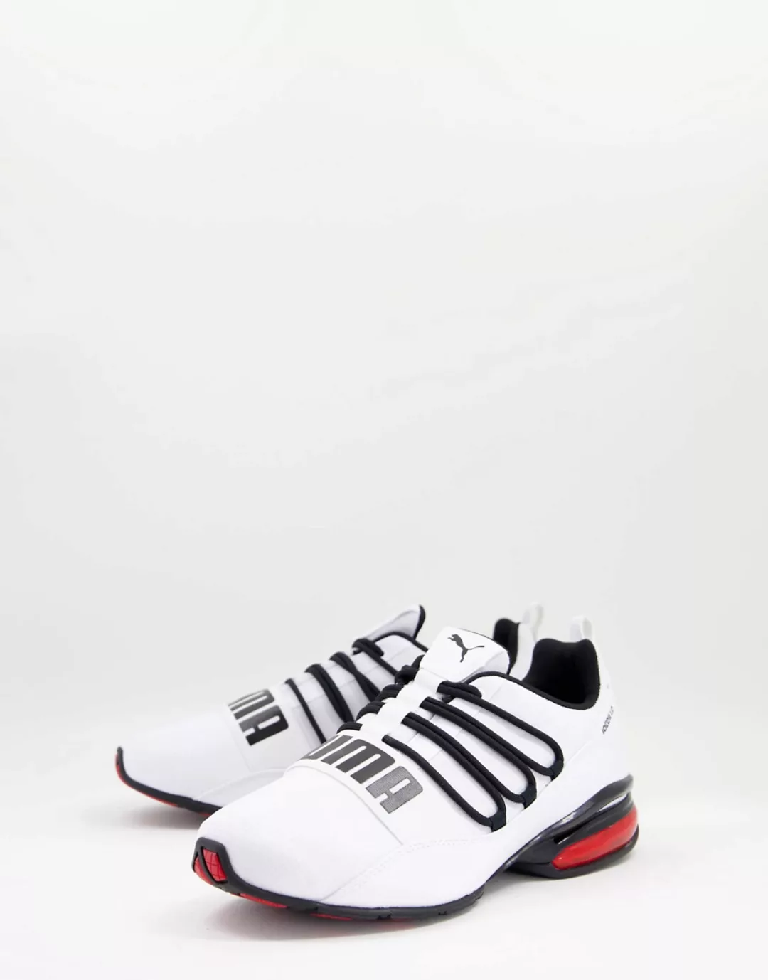 PUMA – Cell Regulate – Sneaker in Weiß, Schwarz und Rot mit Netzstoffeinsät günstig online kaufen