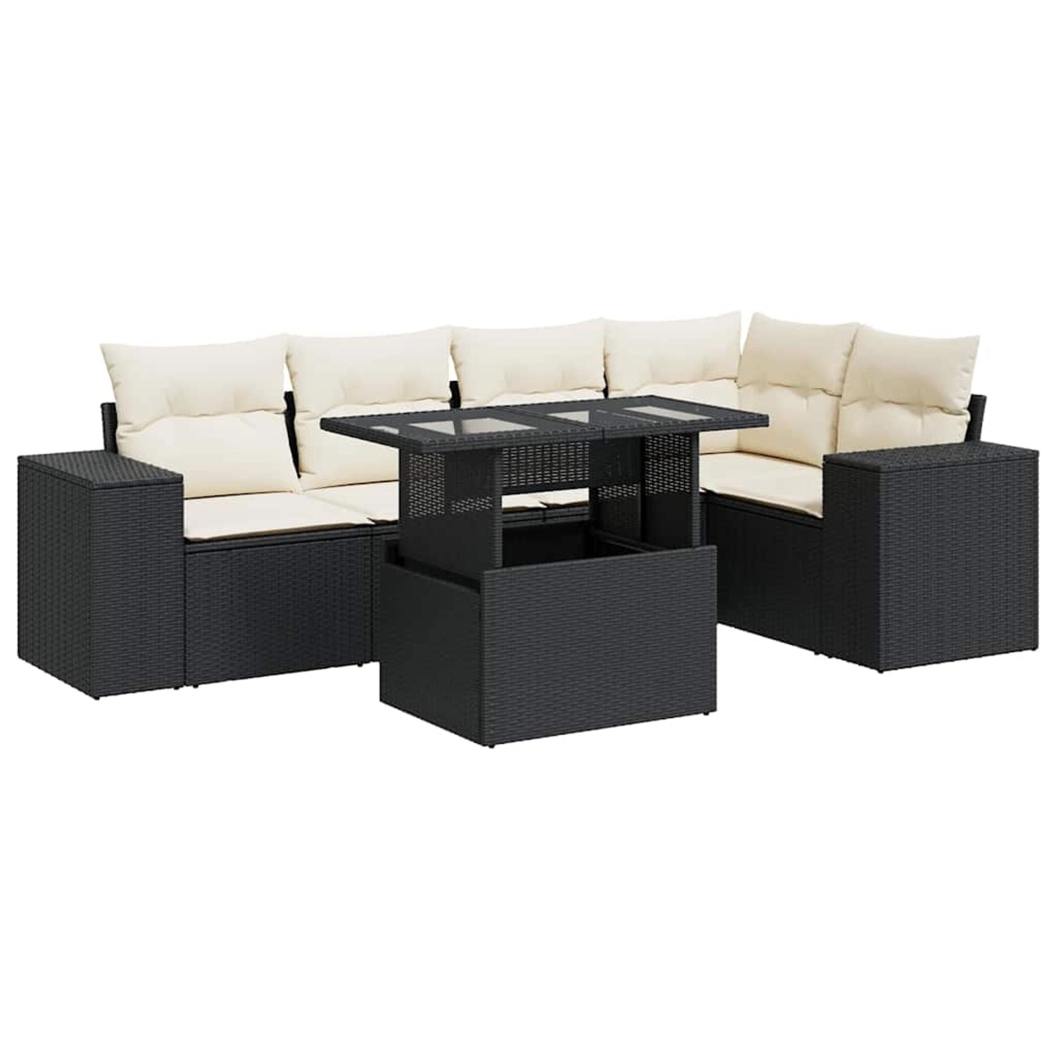 vidaXL 6-Tlg Garten-Sofagarnitur mit Kissen Schwarz Poly Rattan 3326797 günstig online kaufen