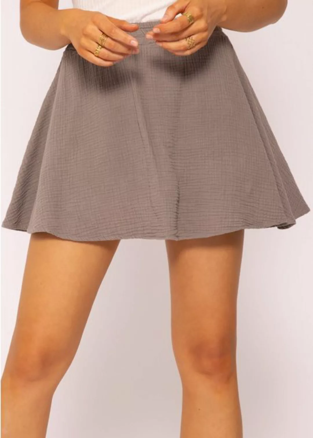 SASSYCLASSY Hosenrock Skort Mini Rock Damen aus Musselin 100 % Baumwolle (M günstig online kaufen