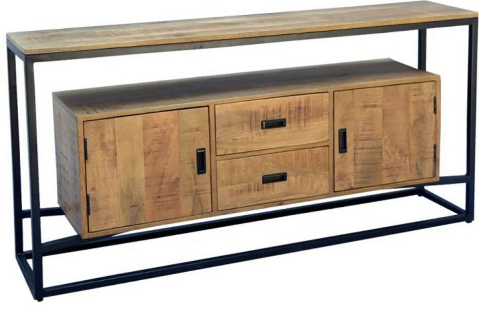 Sideboard Anrichte Konsolentisch Metall Massiv Mangoholz Industrial Loft günstig online kaufen